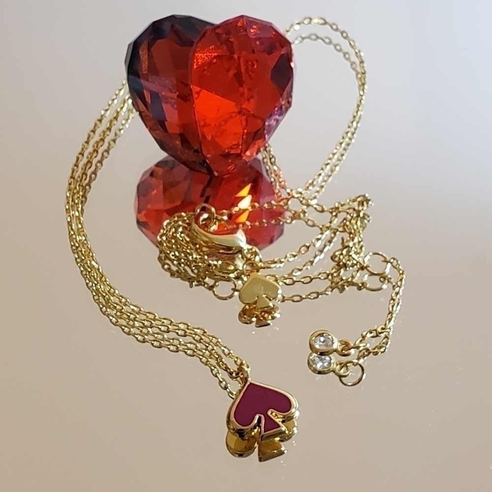 Kate Spade Everyday Spade enamel mini pendant Bright Rose Necklace